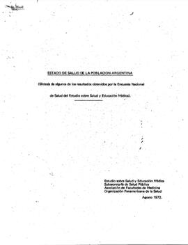Estado de salud de la población argentina (Síntesis de algunos de los resultados obtenidos por En...