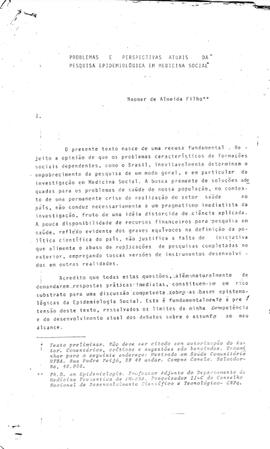 Problemas e perspectivas atuais da pesquisa epidemiológicas em medicina social