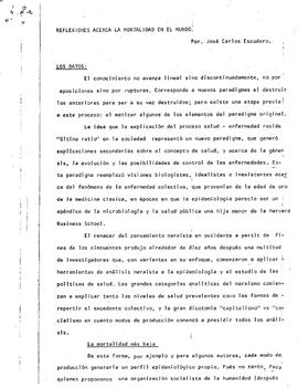 Reflexiones acerca de la mortalidad en el mundo