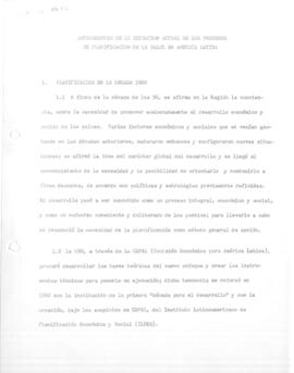 Antecedentes de la situacion actual de los procesos de planificación de la salud en América Latina