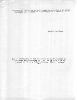 Respuesta al trabajo de K. Dewey sobre la nutrición y la mercantilización de los sistemas de alim...