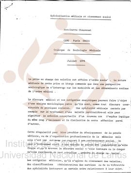 Spécialisation médicale et classement social
