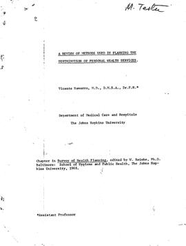 A review of methods used in planning the distribution of personal health services