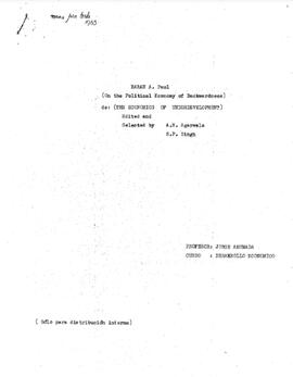 On the Polítical Economy of Bacwardness