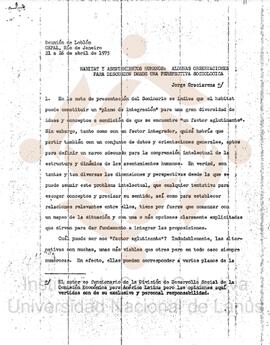 Hábitat y asentamientos humanos: algunas observaciónes para discusion desde una perspectiva socio...