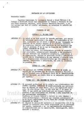 Dictamen de Comisiones del Senado de la Nación - Carrera Sanitaria Nacional