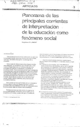 Panorama de las principales corrientes de interpretación de la educación como fenómeno social