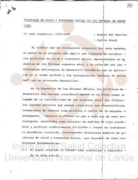Políticas de salud y bienestar social en los estados de excepción. El caso argentino, 1976-1980