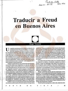 Traducir a Freud en Buenos Aires