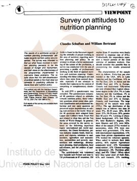Survey on attitudes to nutrition planning