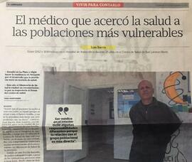 Noticia del diario La Mañana Neuquénen reconocimineto a la trayectoria de Luis Barrio