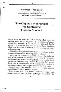 The City as a Mechanism for Sustaining Human Contact