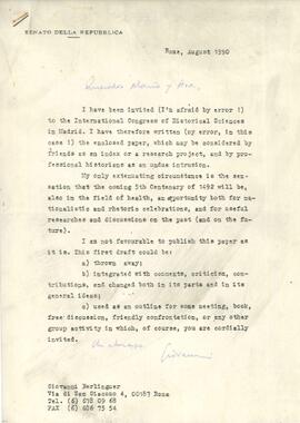 Carta de Giovanni Berlinguer a Mario Testa